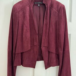 White House Black Market Suede Open-Front Blazer in Wine